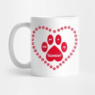 Red Valentine Heart Shaped Animal Paw Mug